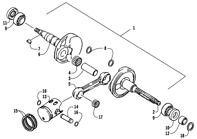 Parts Diagram for Arctic Cat 2003 90 Y-12 YOUTH () ATV CRANKSHAFT AND PISTON ASSEMBLY