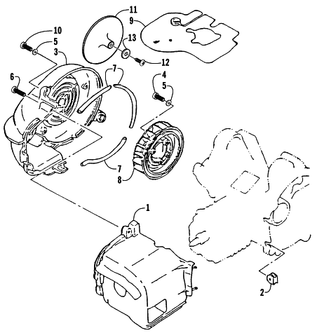 Parts Diagram for Arctic Cat 2002 90 (90CC ) ATV FAN AND AIR SHROUD ASSEMBLY