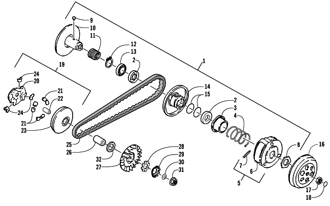 Parts Diagram for Arctic Cat 2004 90 Y-12 YOUTH 2-STROKE ATV CLUTCH ASSEMBLY