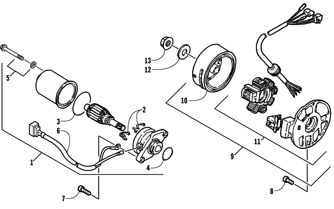 Parts Diagram for Arctic Cat 2003 90 Y-12 YOUTH () ATV MAGNETO AND STARTER MOTOR ASSEMBLY