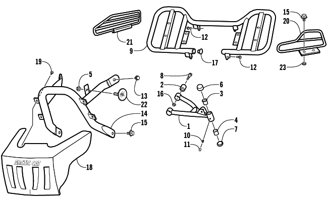 Parts Diagram for Arctic Cat 2002 90 (90CC ) ATV A-ARM, FLOOR PANEL, AND BUMPER ASSEMBLY
