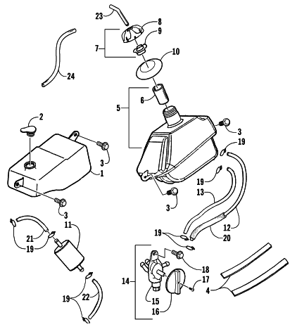 Parts Diagram for Arctic Cat 2002 90 (90CC ) ATV GAS TANK AND OIL TANK ASSEMBLIES