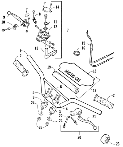 Parts Diagram for Arctic Cat 2004 90 Y-12 YOUTH 4-STROKE ATV HANDLEBAR ASSEMBLY