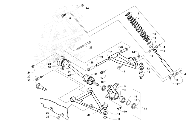 Parts Diagram for Arctic Cat 2002 400/500 MANUAL TRANSMISSION FIS (500 ) ATV FRONT SUSPENSION ASSEMBLY