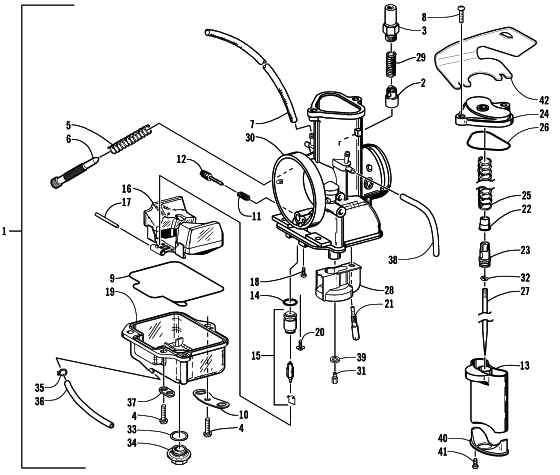 Parts Diagram for Arctic Cat 2002 ZR 440 SNO PRO SNOWMOBILE CARBURETOR
