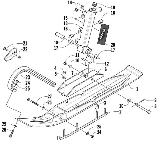 Parts Diagram for Arctic Cat 2003 ZR 800 EFI () SNOWMOBILE SKI AND SPINDLE ASSEMBLY