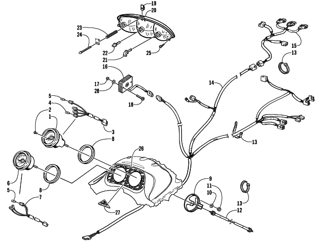 Parts Diagram for Arctic Cat 2003 ZR 900 EARLY BUILD SNOWMOBILE HEADLIGHT, INSTRUMENTS, AND WIRING ASSEMBLIES