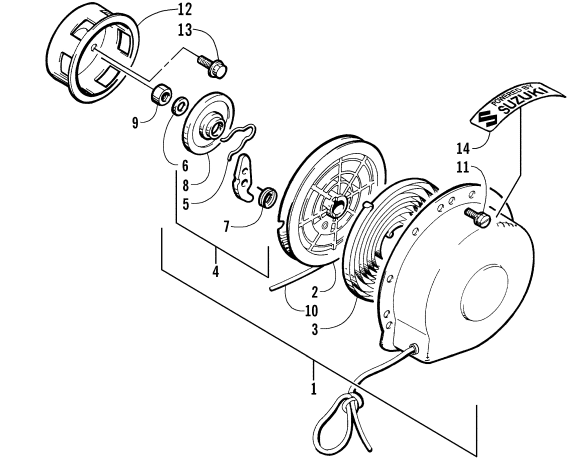 Parts Diagram for Arctic Cat 2003 MOUNTAIN CAT 900 EARLY BUILD SNOWMOBILE RECOIL STARTER