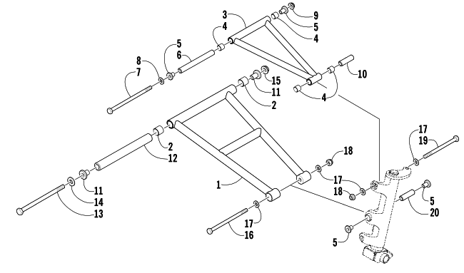 Parts Diagram for Arctic Cat 2003 MOUNTAIN CAT 600 EFI () SNOWMOBILE A-ARM ASSEMBLY
