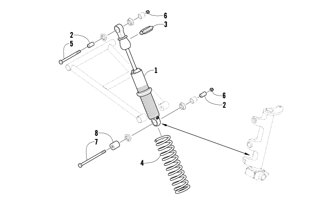 Parts Diagram for Arctic Cat 2003 MOUNTAIN CAT 900 EARLY BUILD SNOWMOBILE FRONT SUSPENSION SHOCK ABSORBER ASSEMBLY