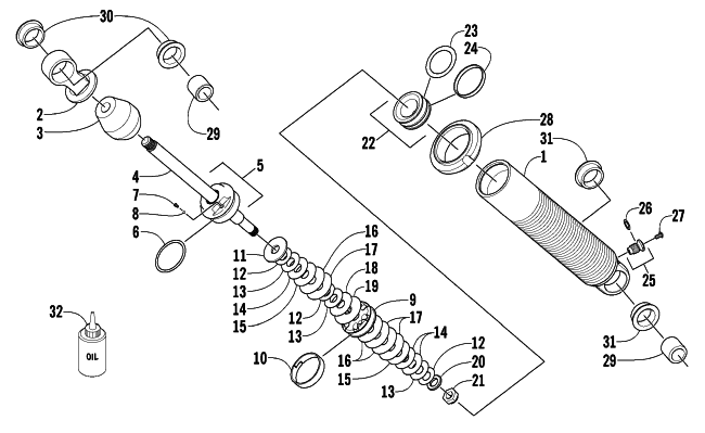 Parts Diagram for Arctic Cat 2003 MOUNTAIN CAT 900 EARLY BUILD SNOWMOBILE FRONT SUSPENSION SHOCK ABSORBER
