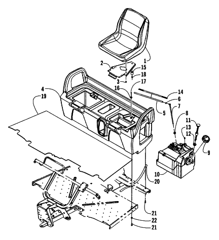 Parts Diagram for Arctic Cat 2002 SBS 1000 ATV SEAT-BASE ASSEMBLY