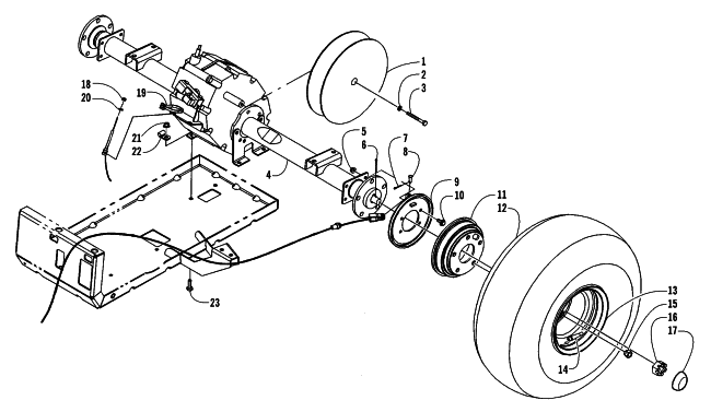 Parts Diagram for Arctic Cat 2002 SBS 1000 ATV REAR TIRE AND TRANSAXLE ASSEMBLY