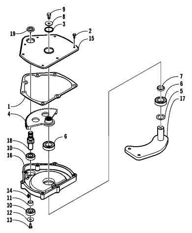 Parts Diagram for Arctic Cat 2002 SBS 1000 ATV STEERING GEARBOX ASSEMBLY