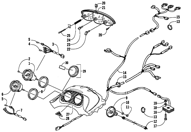 Parts Diagram for Arctic Cat 2003 MOUNTAIN CAT 900 EARLY BUILD SNOWMOBILE HEADLIGHT, INSTRUMENTS, AND WIRING ASSEMBLIES