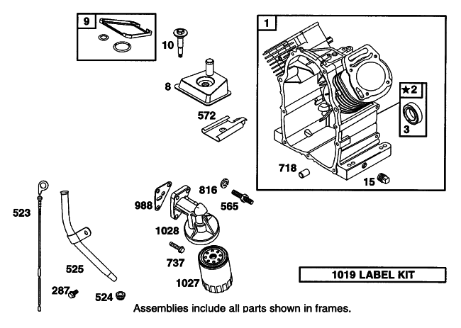 Parts Diagram for Arctic Cat 2002 SBS 1000 ATV CYLINDER, OIL FILTER, AND OIL LEVEL STICK ASSEMBLY