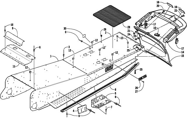 Parts Diagram for Arctic Cat 2003 MOUNTAIN CAT 900 EARLY BUILD SNOWMOBILE TUNNEL AND REAR BUMPER