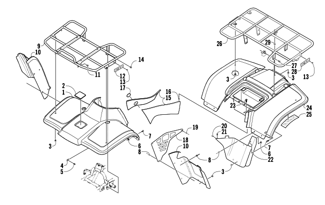 Parts Diagram for Arctic Cat 2003 250 (2X4 ) ATV BODY PANEL ASSEMBLY