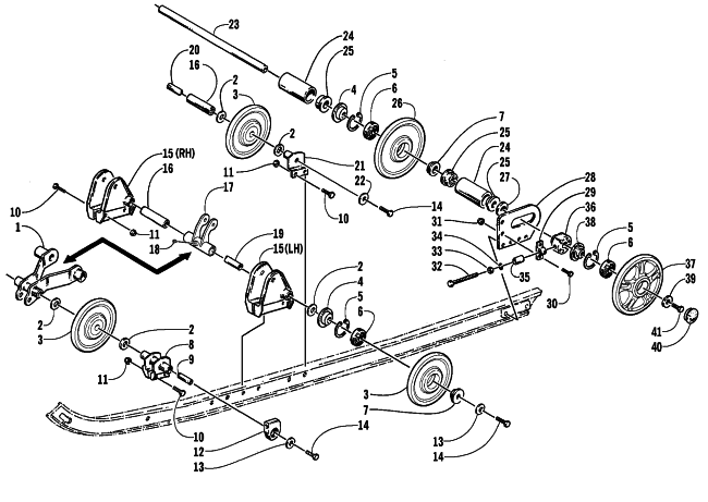 Parts Diagram for Arctic Cat 2003 Z 370 (ESR) SNOWMOBILE IDLER WHEEL ASSEMBLY