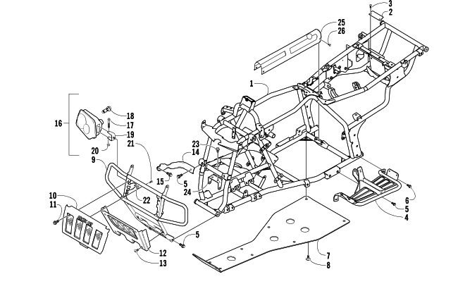 Parts Diagram for Arctic Cat 2003 250 (4X4 ) ATV FRAME AND RELATED PARTS