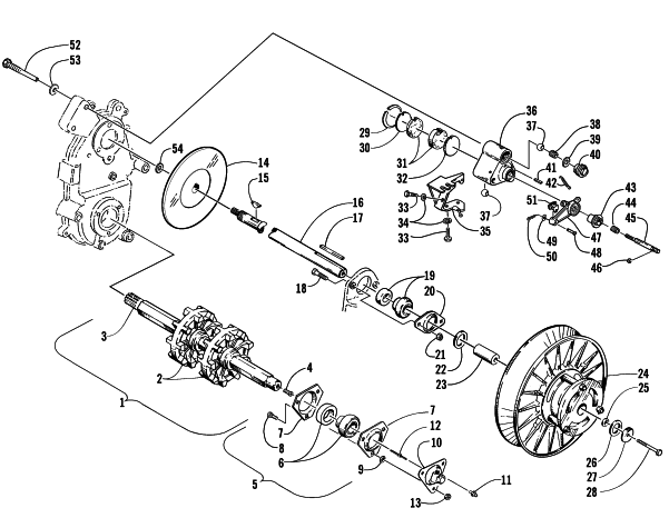 Parts Diagram for Arctic Cat 2003 Z 440 ESR SNOWMOBILE DRIVE TRAIN SHAFTS AND BRAKE ASSEMBLIES