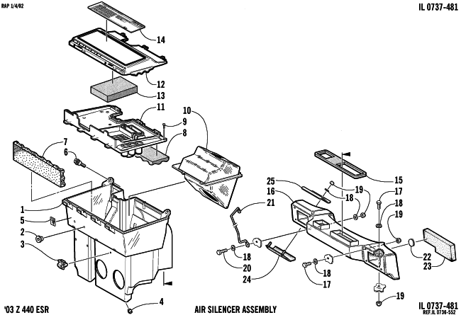 Parts Diagram for Arctic Cat 2003 Z 440 ESR SNOWMOBILE AIR SILENCER ASSEMBLY
