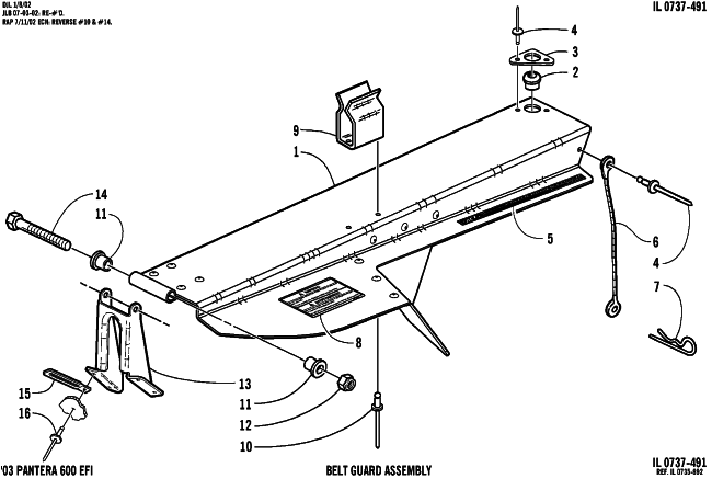 Parts Diagram for Arctic Cat 2003 PANTERA 800 EFI ESR () SNOWMOBILE BELT GUARD ASSEMBLY