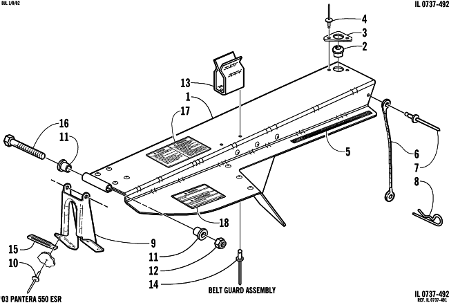 Parts Diagram for Arctic Cat 2003 PANTERA 550 SNOWMOBILE BELT GUARD ASSEMBLY
