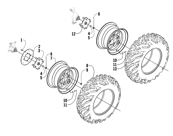 Parts Diagram for Arctic Cat 2003 300 (4X4 ) ATV WHEEL AND TIRE ASSEMBLY