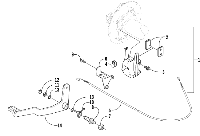 Parts Diagram for Arctic Cat 2004 250 4X4 ATV AUXILIARY BRAKE ASSEMBLY
