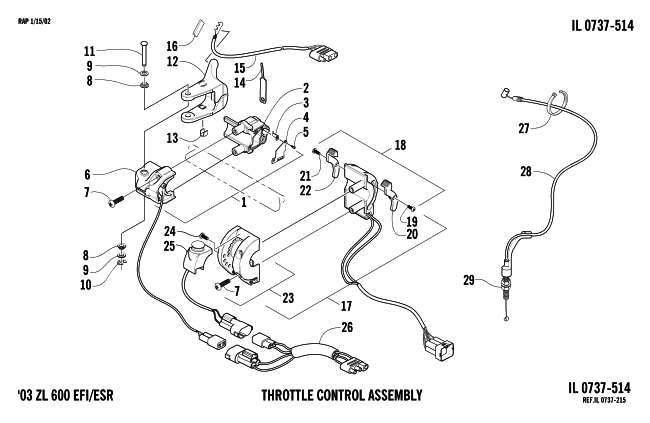 Parts Diagram for Arctic Cat 2003 ZL 600 EFI (ESR ) SNOWMOBILE CONTROL ASSEMBLY
