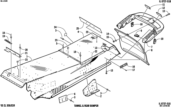 Parts Diagram for Arctic Cat 2003 ZL 550 (ESR ) SNOWMOBILE TUNNEL AND REAR BUMPER