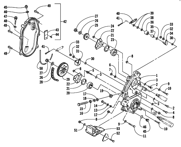 Parts Diagram for Arctic Cat 2003 ZL 600 EFI SNOWMOBILE DRIVE/DROPCASE ASSEMBLY