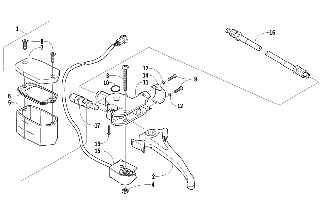 Parts Diagram for Arctic Cat 2003 ZR 900 SNO PRO () SNOWMOBILE HYDRAULIC BRAKE CONTROL ASSEMBLY