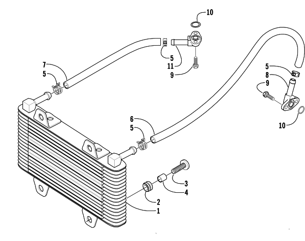 Parts Diagram for Arctic Cat 2004 300 4X4 ATV OIL COOLER ASSEMBLY