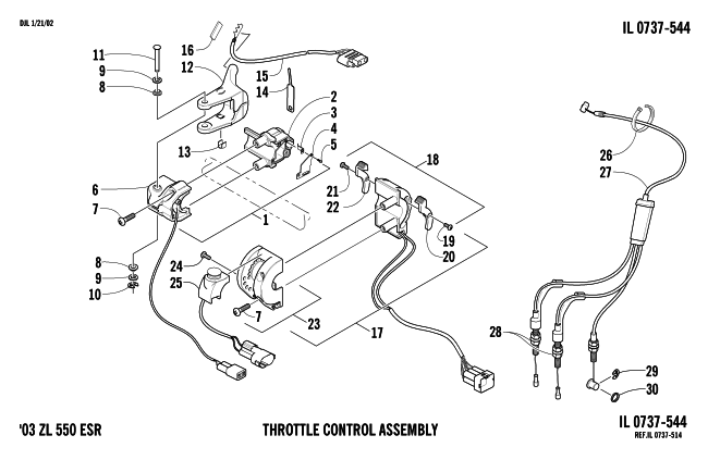 Parts Diagram for Arctic Cat 2003 ZL 550 (ESR ) SNOWMOBILE CONTROL ASSEMBLY