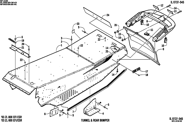 Parts Diagram for Arctic Cat 2003 ZL 600 EFI (ESR ) SNOWMOBILE TUNNEL AND REAR BUMPER