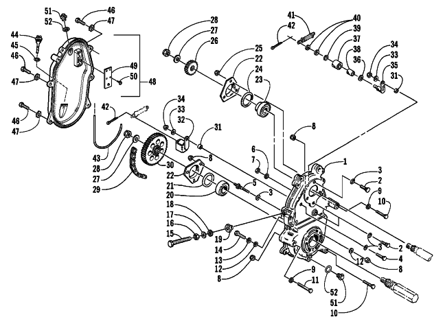 Parts Diagram for Arctic Cat 2003 MOUNTAIN CAT 900 EARLY BUILD SNOWMOBILE DRIVE/DROPCASE ASSEMBLY