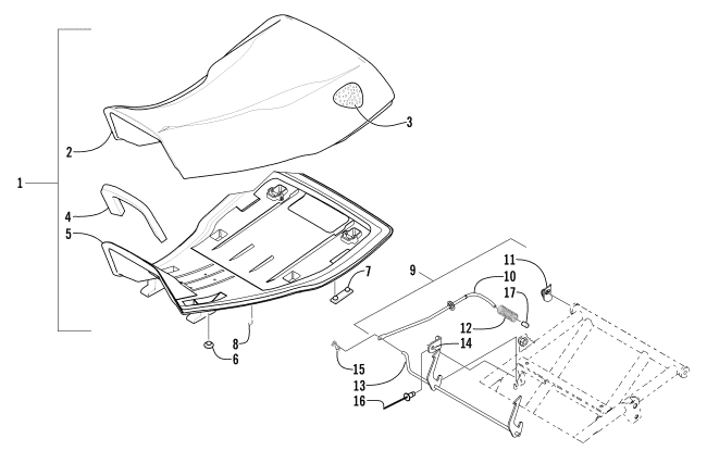 Parts Diagram for Arctic Cat 2003 500 FIS MANUAL TRANSMISSION () ATV SEAT ASSEMBLY