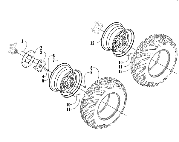 Parts Diagram for Arctic Cat 2003 400 4X4 MANUAL TRANSMISSION () ATV WHEEL AND TIRE ASSEMBLY