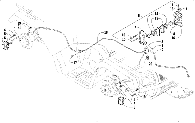 Parts Diagram for Arctic Cat 2004 400 AUTOMATIC TRANSMISSION 4X4 ATV HYDRAULIC BRAKE ASSEMBLY
