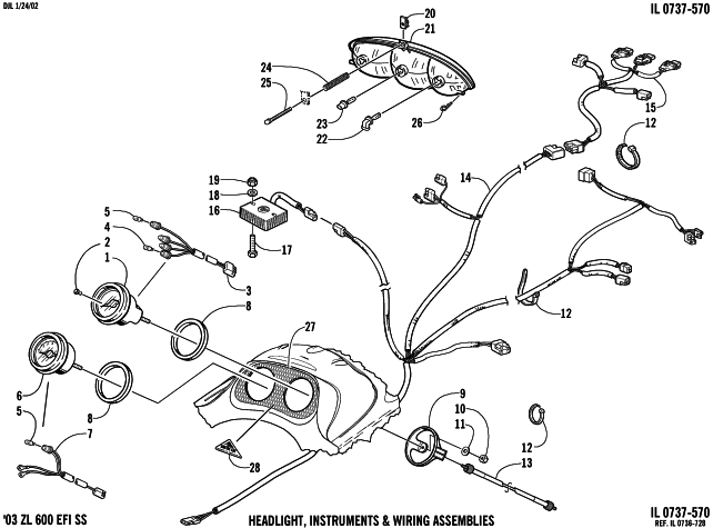 Parts Diagram for Arctic Cat 2003 ZL 600 EFI SS (ESR ) SNOWMOBILE HEADLIGHT, INSTRUMENTS, AND WIRING ASSEMBLIES