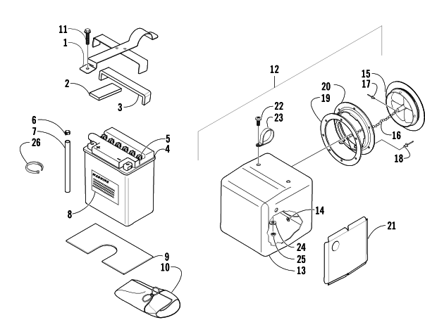 Parts Diagram for Arctic Cat 2003 400 4X4 MANUAL TRANSMISSION () ATV STORAGE BOX AND BATTERY ASSEMBLY