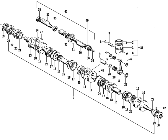 Parts Diagram for Arctic Cat 1997 THUNDERCAT SNOWMOBILE PISTON AND CRANKSHAFT