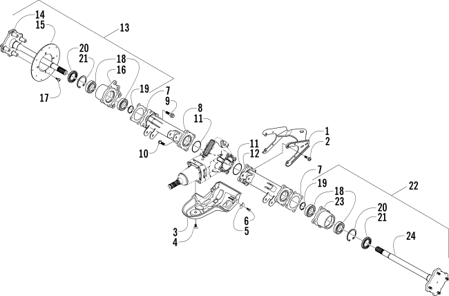 Parts Diagram for Arctic Cat 2004 400 AUTOMATIC TRANSMISSION 4X4 MRP ATV REAR AXLE ASSEMBLY