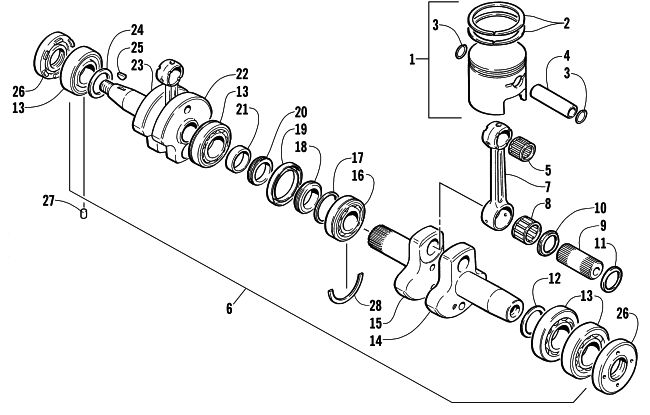 Parts Diagram for Arctic Cat 2004 Z 440 LX SNOWMOBILE PISTON AND CRANKSHAFT