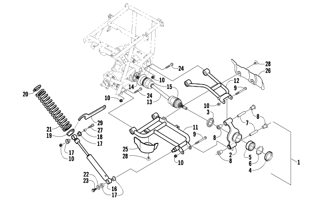 Parts Diagram for Arctic Cat 2004 400 AUTOMATIC TRANSMISSION 2X4 FIS ATV REAR SUSPENSION ASSEMBLY