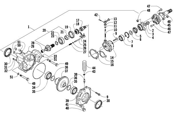 Parts Diagram for Arctic Cat 2003 400 4X4 MANUAL TRANSMISSION () ATV FRONT DRIVE GEARCASE ASSEMBLY