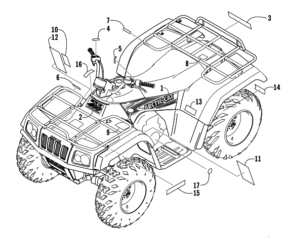 Parts Diagram for Arctic Cat 2003 400 FIS MANUAL TRANSMISSION (4X4 -MRP) ATV DECALS