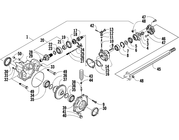 Parts Diagram for Arctic Cat 2003 300 (2X4 ) ATV FRONT DRIVE GEARCASE ASSEMBLY (4X4)